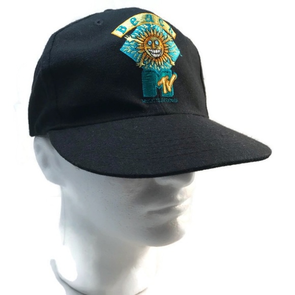BEACH MTV Baseball Hat Snap back Mens Black Summer - Picture 2 of 7